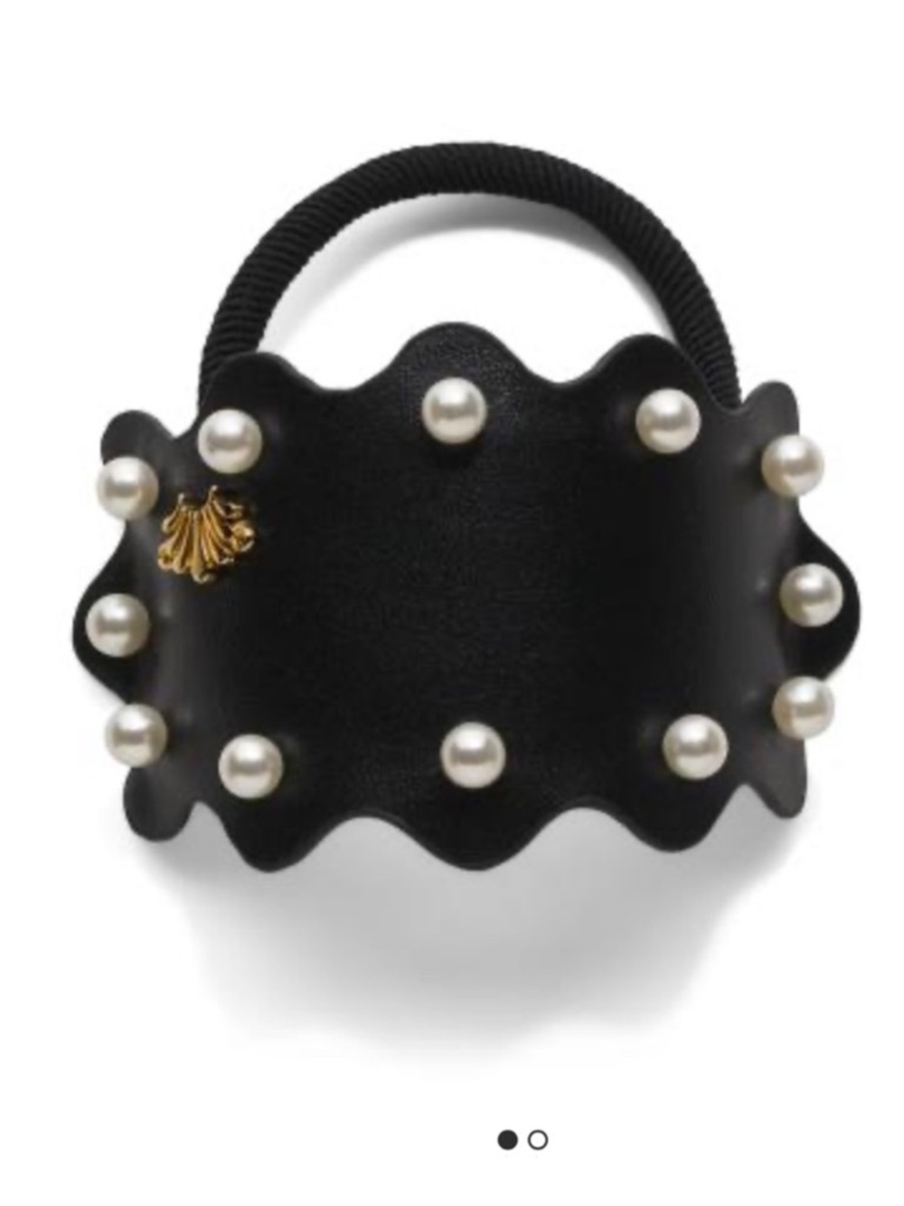 Lele Sadoughi Black leather Scalloped Pearl Hair Cuff